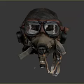 Vintage Firefighting Equipment Gas Mask With Leather Straps And Protective Goggles