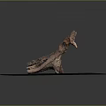 Natural Brown Wooden Sculpture Artistic Shape On White Speckled Platform With Dark Background