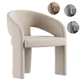 Beige Fabric Accent Chair With Modern Curved Armrest Comfortable Seat And Material Detail Design 3d model