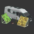 Modern Camper Van Exterior With Vertical Planters And Fresh Green Plants