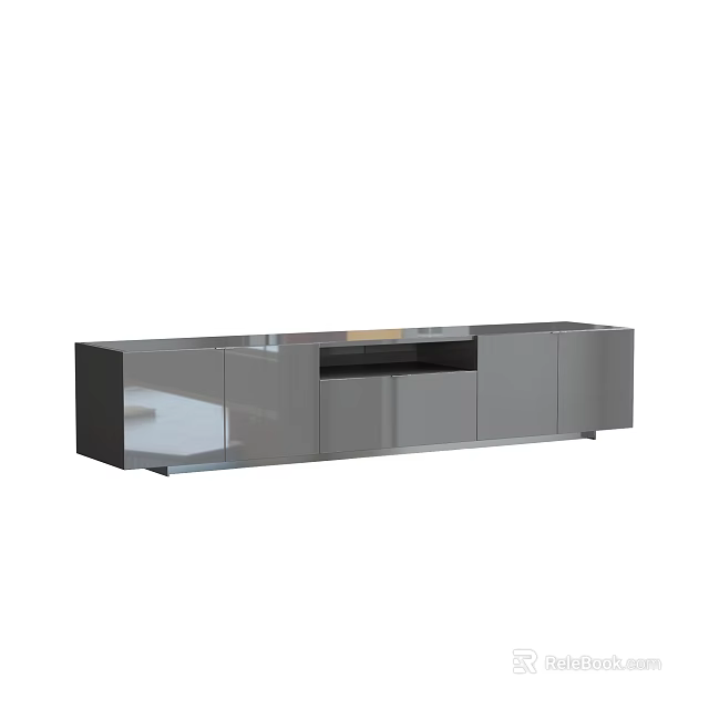 Modern TV Stand For Living Room With Glass Panel And Storage Compartments 3d model 
