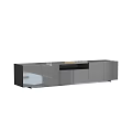 Modern TV Stand For Living Room With Glass Panel And Storage Compartments
