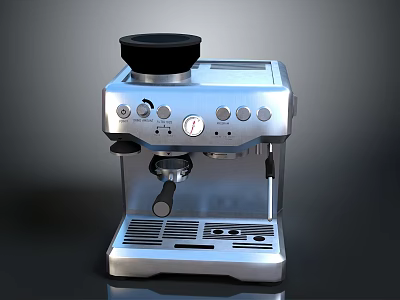 Stainless Steel Espresso Machine With Control Panel Knobs As Modern Kitchen Appliance 3d model