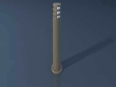 Public Facility Brown Cylindrical Pole With White Square Panels And Base 3d model