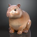 Brown Capybara Figurine Sitting On Black Smooth Surface With Dark Background