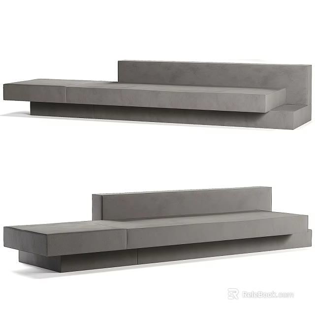 Modern Gray Sectional Sofa With Modular Design For Living Room Seating 3d model 