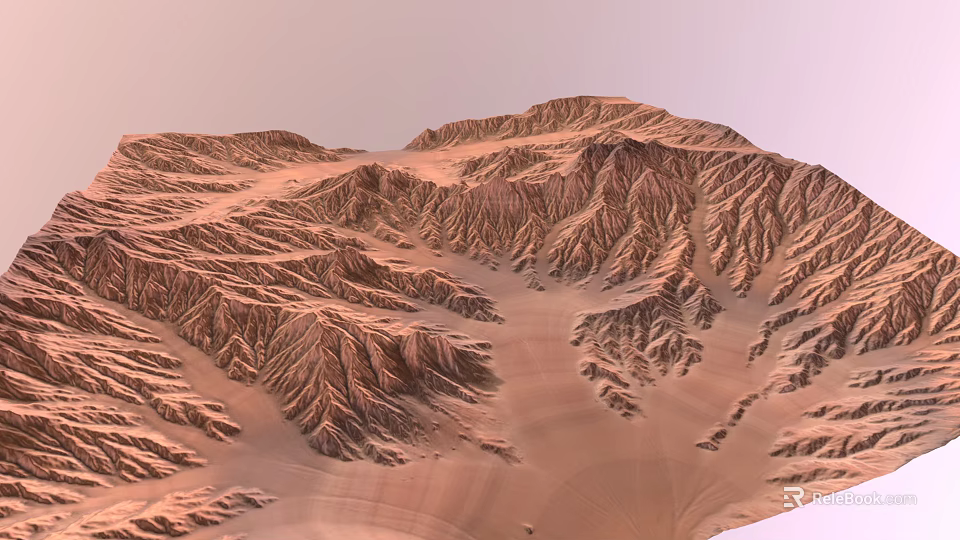 Arid Mountainous Terrain With Deep Valleys And Rugged Ridges Showcasing Dry Eroded Landform Features 3d model 