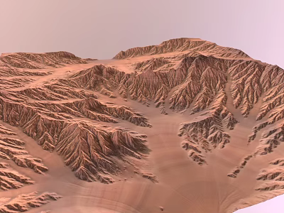 Arid Mountainous Terrain With Deep Valleys And Rugged Ridges Showcasing Dry Eroded Landform Features 3d model