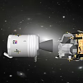 Space Rocket And Probe In Deep Space With Stars And Galaxies 3d model