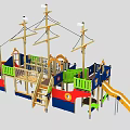 Ship Shaped Outdoor Playground Equipment With Slide Climbing Net And Colorful Design