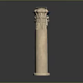 Decorative Columns With Colorful Patterns Intricate Face Carvings and Simple Stone Design