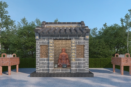 Chinese Outdoor Land Temple 3d model