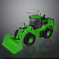 Green Construction Loader With Large Front Bucket Big Tires And Cab 3D Model Design