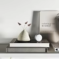 Modern Decorative Ornament Combination With Vase Books Sculpture Frame And Candle On Shelf