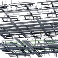 Modern Ceiling Framing Structure With Metal Support Beams And Grid System 3d model