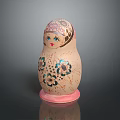 Traditional Russian Matryoshka Doll With Hand Painted Floral Patterns And Pink Base