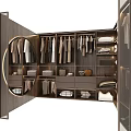 Modern Walk in Closet Design With Hanging Clothes Shelves And Storage Drawers