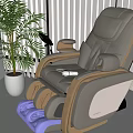 Modern White and Brown Massage Chair with Potted Plant in Home Interior
