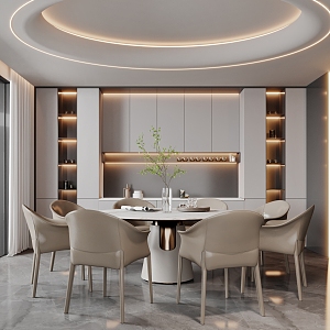 Restaurant Light Luxury Restaurant Dining Table and Chair Combination Sideboard Wine Cabinet 3d model