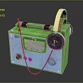 Handmade Green And Blue Rex Radio With Dial Knobs Antenna And Headphones