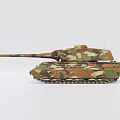 Military Tank With Camouflage Paint Long Cannon Barrel Tracks And Heavy Duty Build