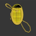 Stylish Yellow Plaid Bag With Gold Chain Strap And Golden Hardware Details