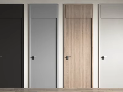 Modern Hinged Doors With Black Gray Wood And White Colors For Home Interior Design 3d model