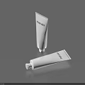White Tube Shaped Daily Necessities Murasaki Brand Standing And Lying On Dark Blue Background