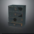 Vintage Dark Wooden Chest Of Drawers With Four Drawers And Metal Knobs