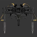 Futuristic Mechanical Robot Game Movie Character Armed With Weapon Complex Structure And Yellow Cables