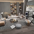Modern Living Room Sofa Coffee Table Set With Pillows Rug And Bookshelf Decor