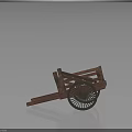 Traditional Wooden Wheelbarrow Structure With Solid Wood Frame And Classic Wheel Design 3d model