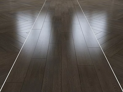 Dark Oak Wooden Floor With Herringbone Pattern And High Gloss Surface Design 3d model