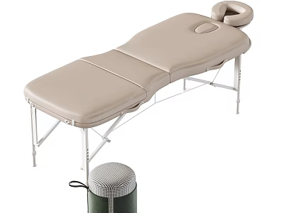 Ergonomic Leather Massage Table With Foldable Metal Frame Headrest And Padded Stool 3d model