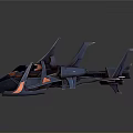 Futuristic Sci Fi Spaceship With Sharp Structures Blue Black And Orange Accents 3d model