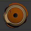 Orange And Brown Mechanical Sphere With Glowing Circular Component And Textured Surface 3d model