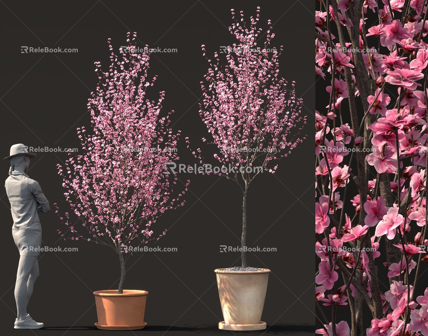 Peach Blossom Tree Bonsai Balcony Garden Ornaments Outdoor Sparks model