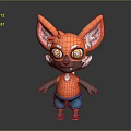 Cute Orange Cartoon Fox Character With Big Ears Glasses Orange Vest And Purple Shoes