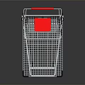 Durable Metal Shopping Cart With Red Handle And Wheels Retail Equipment For Shopping
