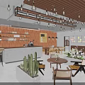 Modern Spacious Cafe Interior With Wooden Accents Cozy Hanging Lights And Comfortable Relaxing Seating Areas