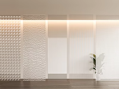 Modern Interior Decorative Partitions With Diverse Textured Patterns Including Geometric Wavy And Vertical Designs 3d model