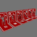 Interactive Zone Featuring Red Cards With Various Human Silhouettes And Fitness Activities