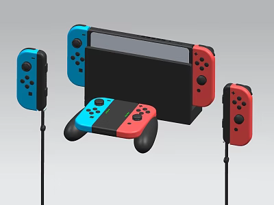 Nintendo Switch Game Console With Red Blue Controllers For Home Entertainment 3d model