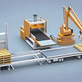 Automated Industrial Equipment With Robotic Arm Conveyor Belt And Pallet Handling System