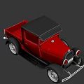 Red Vintage Pickup Truck With Classic Black Top And Silver Wheels