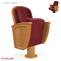 Comfortable Leisure Chair With Wooden Armrests And Red Upholstered Cushion