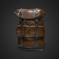 Classic Brown Leather Backpack With Metal Straps And Layered Design 3d model