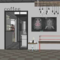 Modern Milk Tea Shop Interior With Hanging Lights Chalkboard Menu And Red Bench