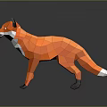 Low Poly Fox 3D Model with Orange Fur White Belly Black Paws on Dark Background