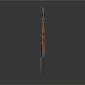 Garden Shovel With Orange Wooden Handle And Metal Blade On Dark Background